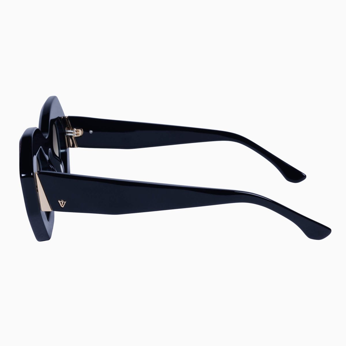 Valley Opera Sunglasses - in Gloss Black w. Gold Metal / Black
