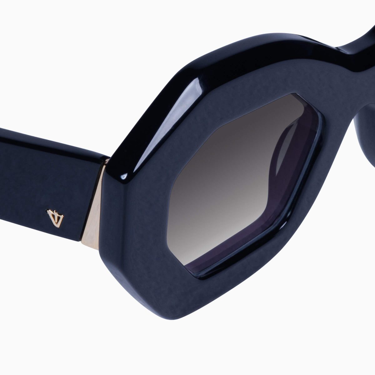 Valley Opera Sunglasses - in Gloss Black w. Gold Metal / Black